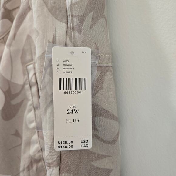 Anthropologie Pants Frannie Women Plus Linen Blend Tapered Camo Pants 24W - Picture 5 of 7